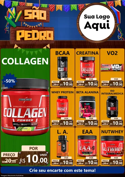 Modelo de Encarte para Encarte A4 Vertical com o tema São Pedro para Suplementos alimentares