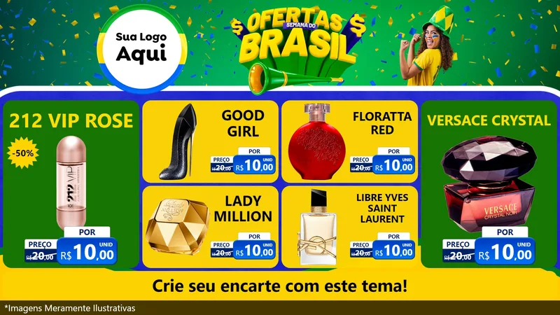 Modelo de TV para TV Horizontal com o tema Ofertas Semana do Brasil para Perfumes