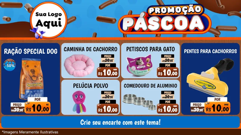 Modelo de TV para TV Horizontal com o tema Promoção Páscoa para Pet Shop