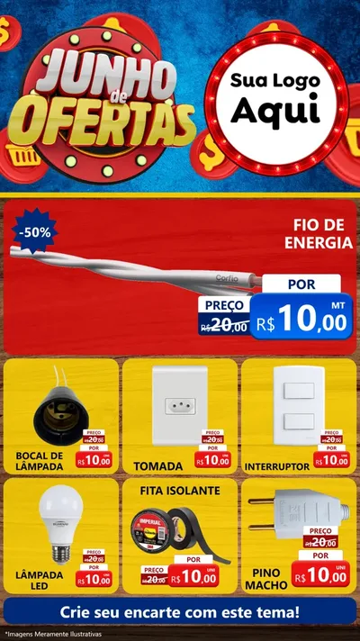 Modelo de Rede Social para Stories com o tema Junho de Ofertas para Materiais Elétricos