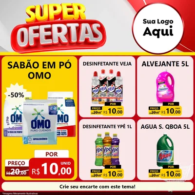 Modelo de Rede Social para Feed Facebook com o tema Super Ofertas para Produtos de Limpeza
