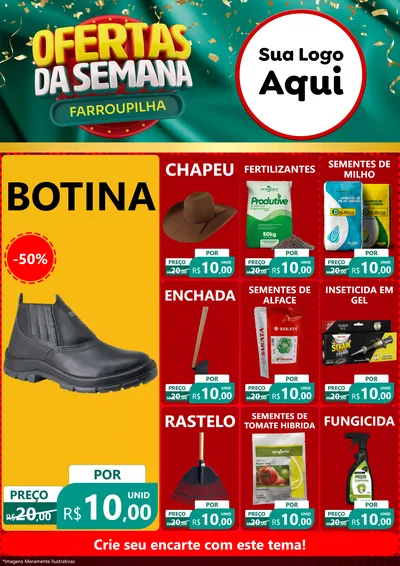 Modelo de Encarte para Encarte A4 Vertical com o tema Ofertas da Semana Farroupilha para Agropecuária
