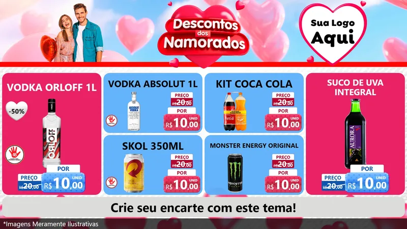 Modelo de TV para TV Horizontal com o tema Descontos dos Namorados para Distribuidora de bebidas