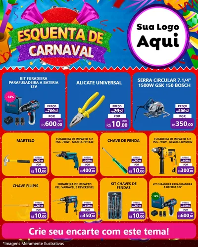 Modelo de Rede Social para Feed Instagram com o tema Esquenta de Carnaval para Maquinas e Ferramentas