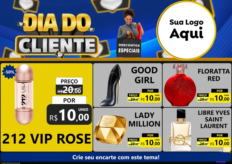 Modelo de Encarte para Encarte A4 Horizontal com o tema Dia Do Cliente para Perfumes