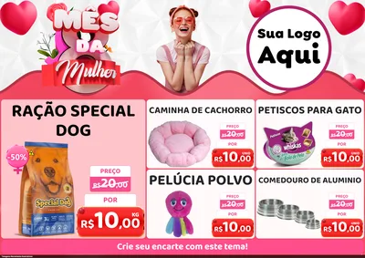 Modelo de Encarte para Encarte A4 Horizontal com o tema Mês da Mulher para Pet Shop