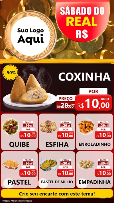 Modelo de Rede Social para Stories com o tema Sábado do Real para Salgadaria