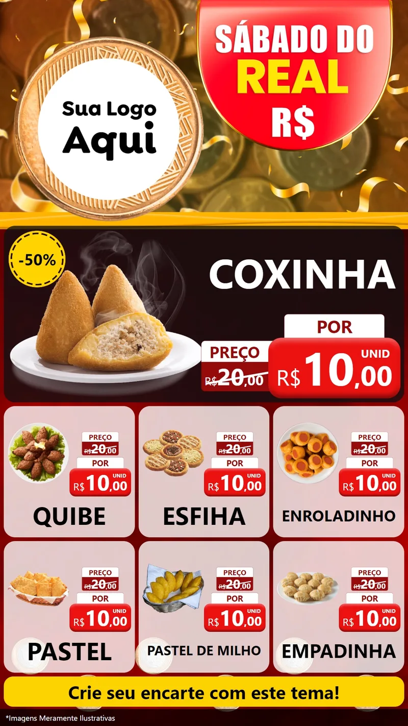 Modelo de Rede Social para Stories com o tema Sábado do Real para Salgadaria