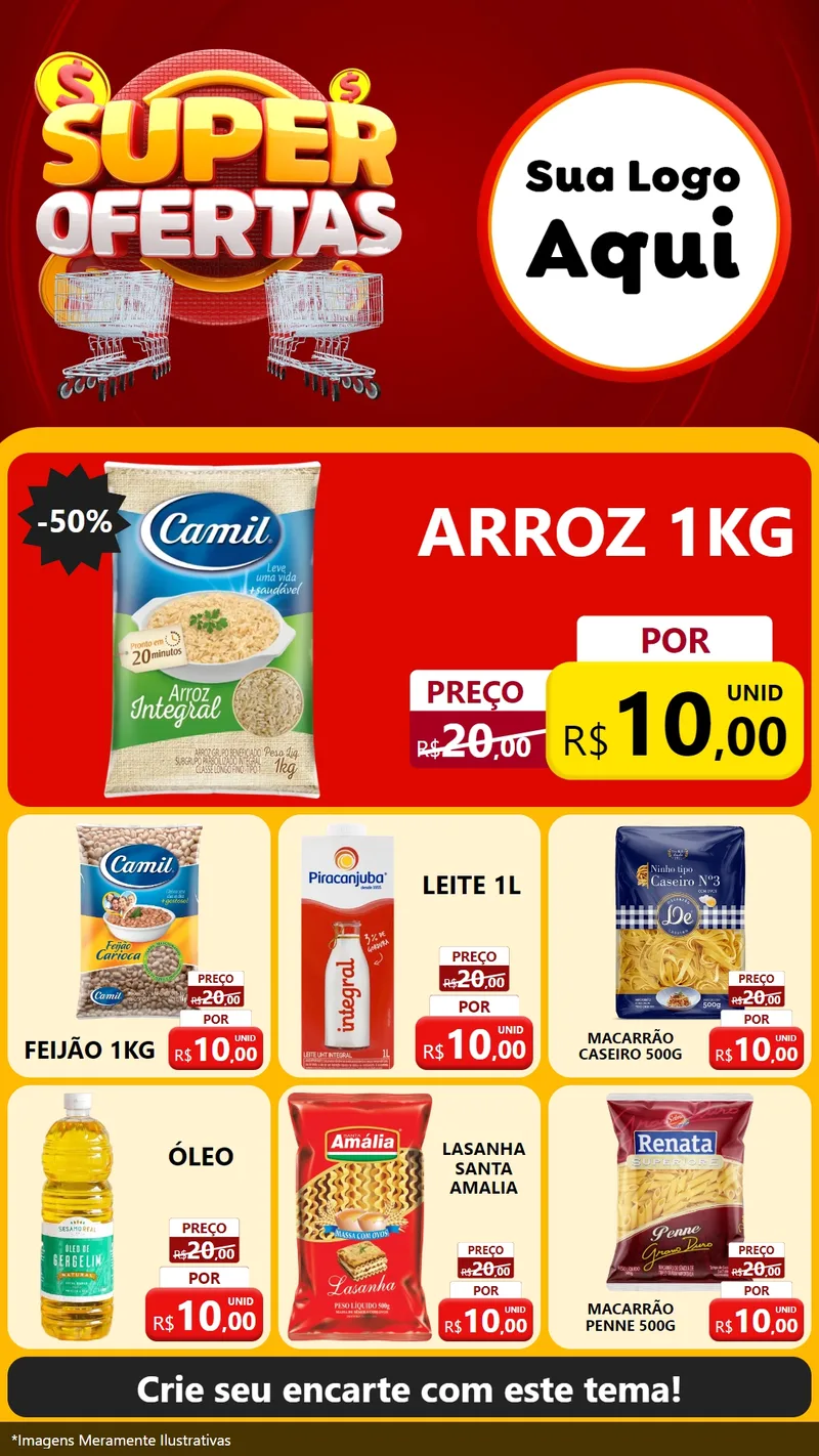 Modelo de Rede Social para Stories com o tema Super Ofertas para Supermercado