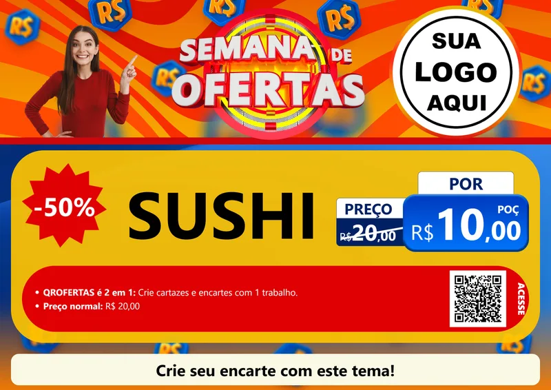 Modelo de Cartaz para Cartaz A4 Horizontal com o tema Semana de Ofertas para Comida japonesa
