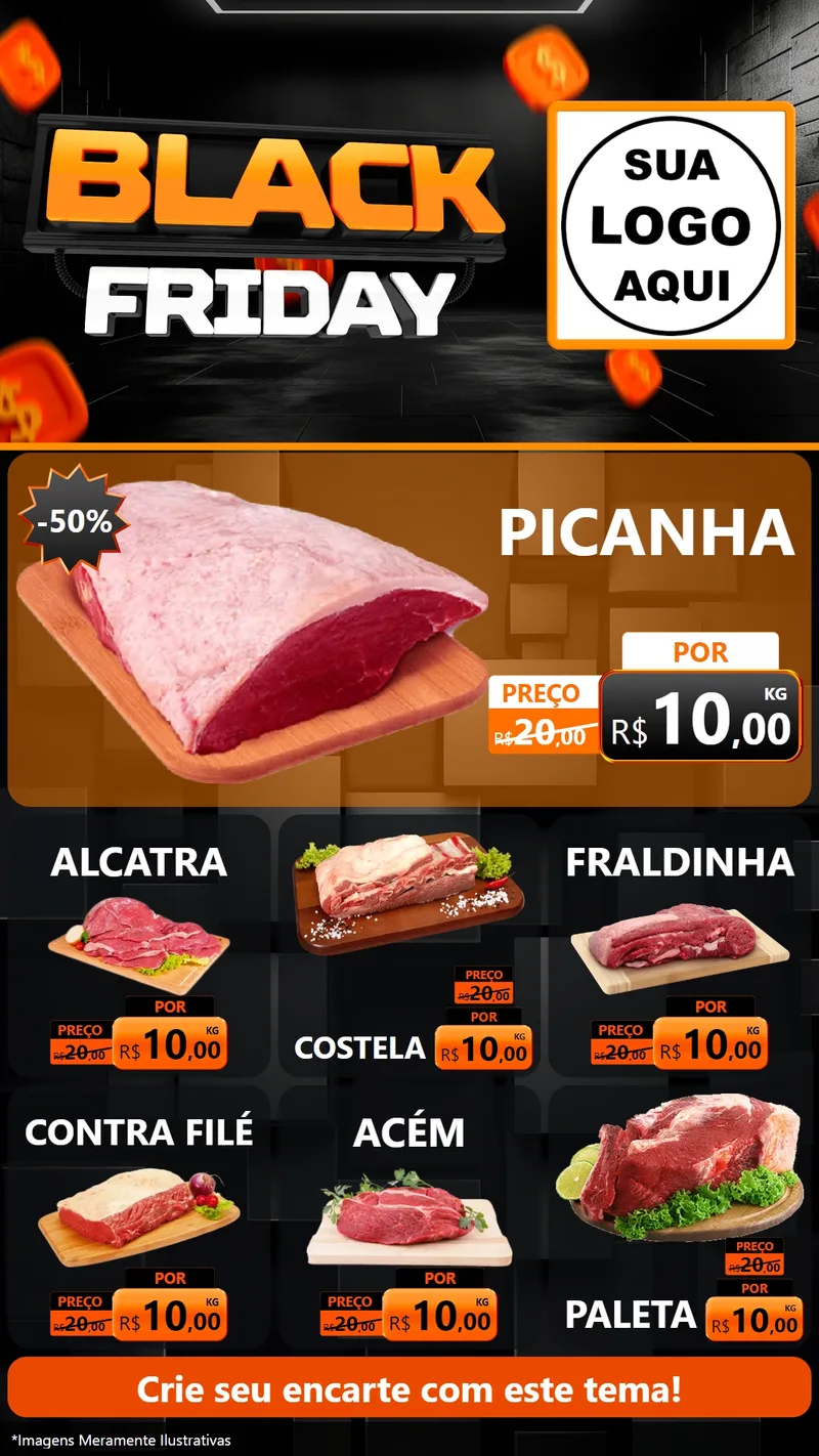 Modelo de Rede Social para Stories com o tema Black Friday para Açougue