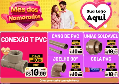 Modelo de Encarte para Encarte A4 Horizontal com o tema Mês dos Namorados para Tubos e conexões