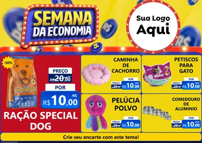 Modelo de Encarte para Encarte A4 Horizontal com o tema Semana da Economia para Pet Shop