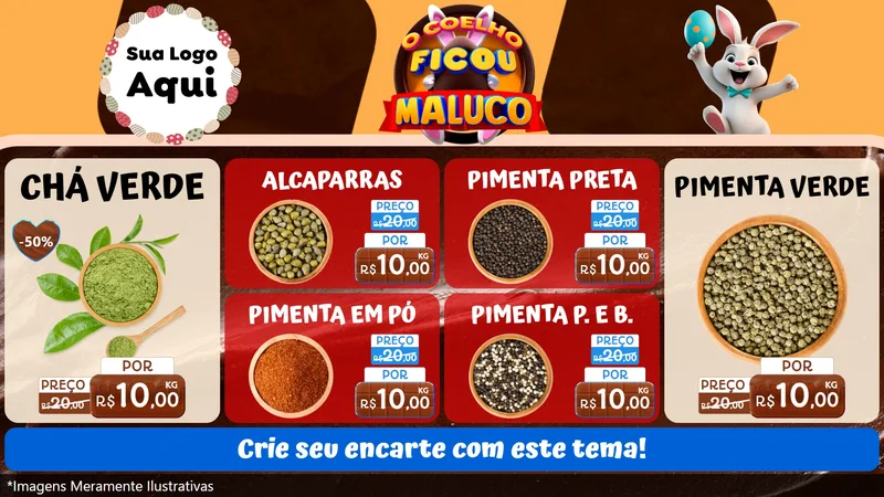 Modelo de TV para TV Horizontal com o tema O Coelho Ficou Maluco - Páscoa para Produtos Naturais