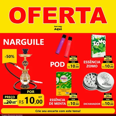 Modelo de Rede Social para Feed Facebook com o tema OFERTA - Vermelho Cartaz para Tabacaria