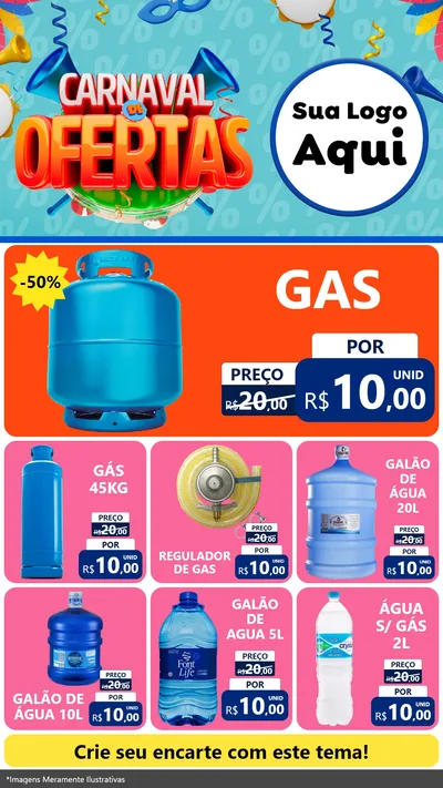Modelo de Rede Social para Stories com o tema Carnaval de Ofertas para Água e gás