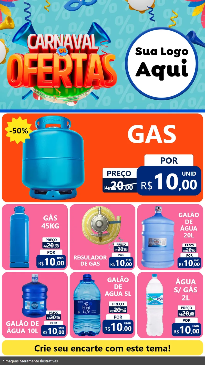 Modelo de Rede Social para Stories com o tema Carnaval de Ofertas para Água e gás