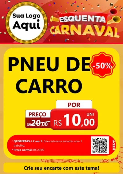 Modelo de Cartaz para Cartaz A4 Vertical com o tema Esquenta Carnaval para Auto peças
