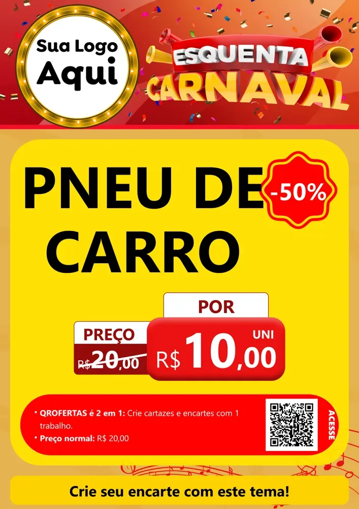 Modelo de Cartaz para Cartaz A4 Vertical com o tema Esquenta Carnaval para Auto peças