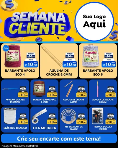 Modelo de Rede Social para Feed Instagram com o tema Semana do Cliente para Armarinho e Aviamentos