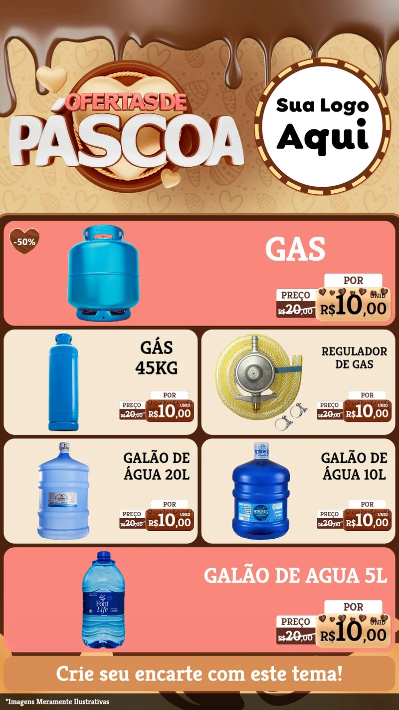 Modelo de TV para TV Vertical com o tema Ofertas de Páscoa para Água e gás