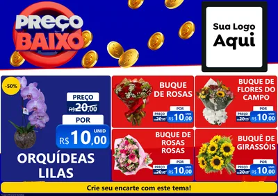 Modelo de Encarte para Encarte A4 Horizontal com o tema Preço Baixo para Floricultura e jardim