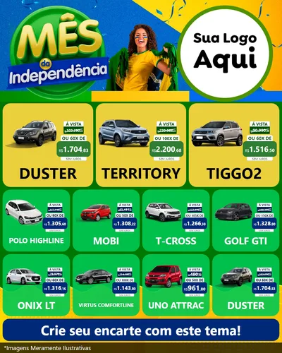 Modelo de Rede Social para Feed Instagram com o tema Mês da Independência para Concessionaria de Carros
