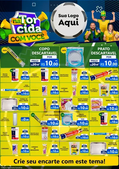 Modelo de Encarte para Encarte A4 Vertical com o tema Na Torcida Com Você - Copa para Embalagens