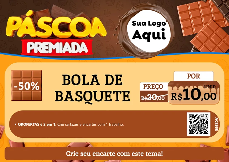 Modelo de Cartaz para Cartaz A4 Horizontal com o tema Páscoa Premiada para Artigos Esportivos