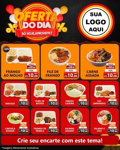 Modelo de Rede Social para Feed Instagram com o tema Oferta do Dia - Só hoje, Aproveite! para Restaurante