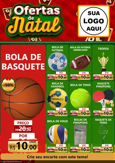 Modelo de Encarte para Encarte A4 Vertical com o tema Ofertas de Natal para Artigos Esportivos