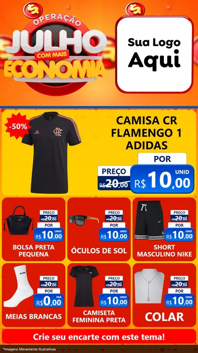 Modelo de Rede Social para Stories com o tema Operação Julho Com Mais Economia para Roupas e acessórios