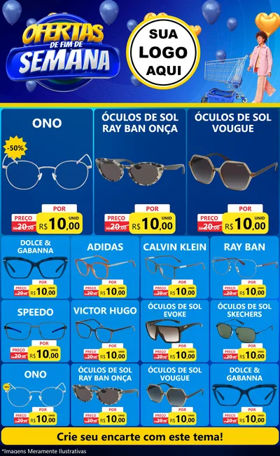 Modelo de Encarte para Encarte Grande com o tema Ofertas de Fim de Semana para Óticas