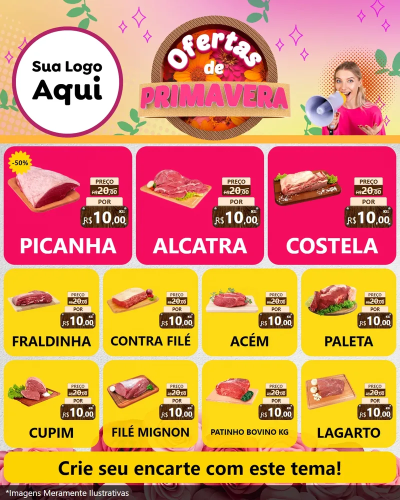 Modelo de Rede Social para Feed Instagram com o tema Ofertas de Primavera para Açougue
