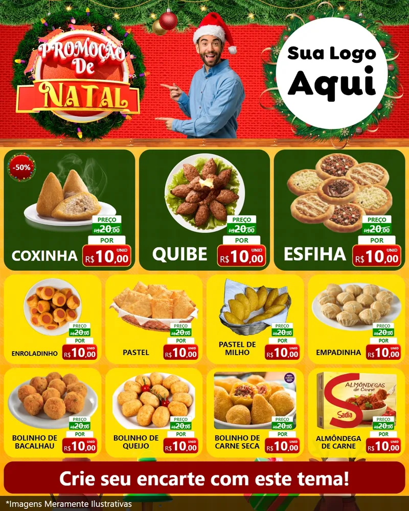 Modelo de Rede Social para Feed Instagram com o tema Promoção de Natal para Salgadaria