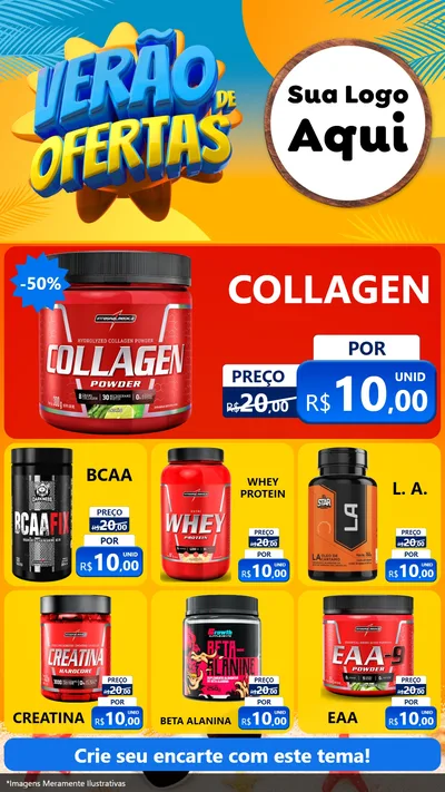 Modelo de Rede Social para Stories com o tema Verão de Ofertas para Suplementos alimentares