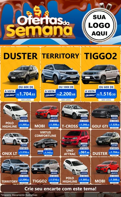 Modelo de Encarte para Encarte Grande com o tema Ofertas da Semana - Páscoa para Concessionaria de Carros