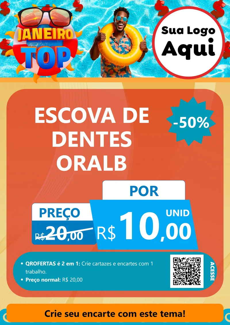Modelo de Cartaz para Cartaz A4 Vertical com o tema Janeiro Top para Higiene Pessoal