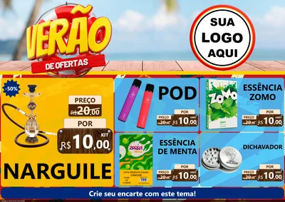 Modelo de Encarte para Encarte A4 Horizontal com o tema Verão de Ofertas para Tabacaria