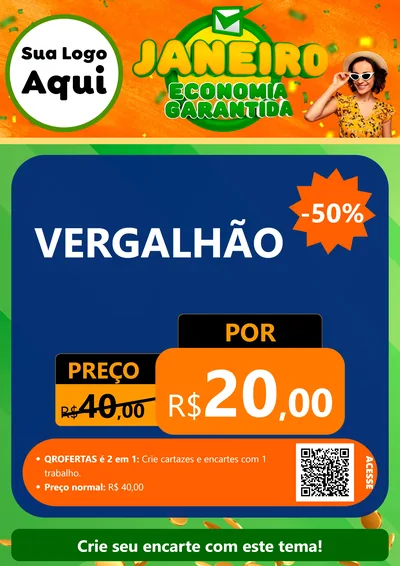 Modelo de Cartaz para Cartaz A4 Vertical com o tema Janeiro - Economia Garantida para Ferragens