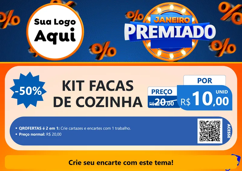 Modelo de Cartaz para Cartaz A4 Horizontal com o tema Janeiro Premiado para Utilidades Domésticas