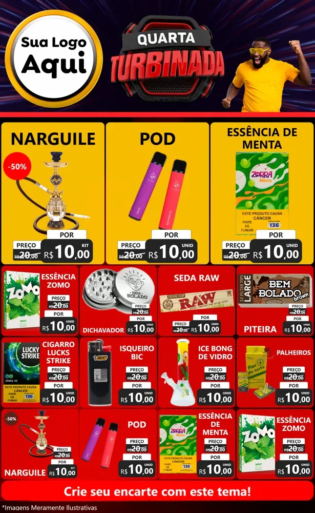 Modelo de Encarte para Encarte Grande com o tema Quarta Turbinada para Tabacaria