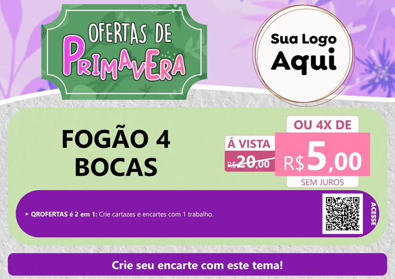 Modelo de Cartaz para Cartaz A4 Horizontal com o tema Ofertas de Primavera para Móveis e Eletro