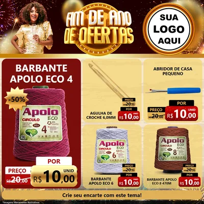 Modelo de Rede Social para Feed Facebook com o tema Fim de Ano de Ofertas para Armarinho e Aviamentos