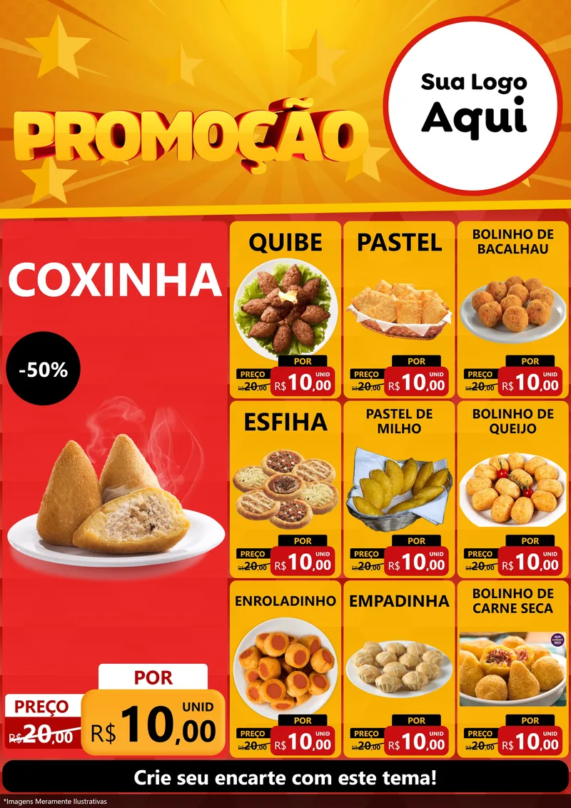 Modelo de Encarte para Encarte A4 Vertical com o tema Promoção para Salgadaria