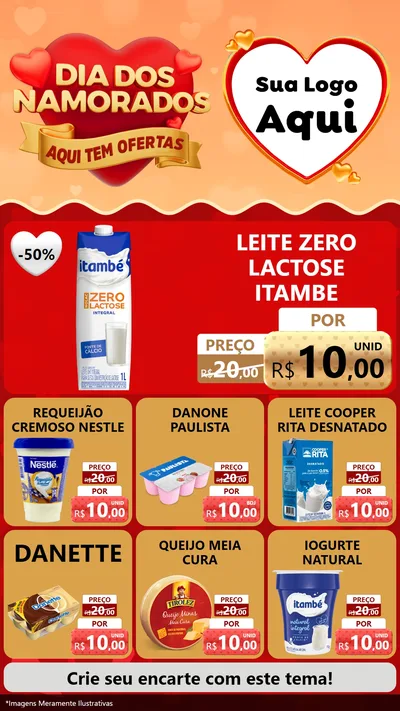 Modelo de Rede Social para Stories com o tema Dia dos Namorados - Aqui Tem Ofertas para Frios e Laticínios