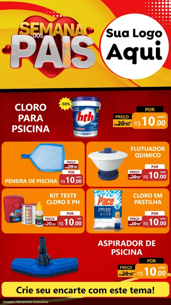 Modelo de TV para TV Vertical com o tema Semana Dos Pais para Produtos para Piscina