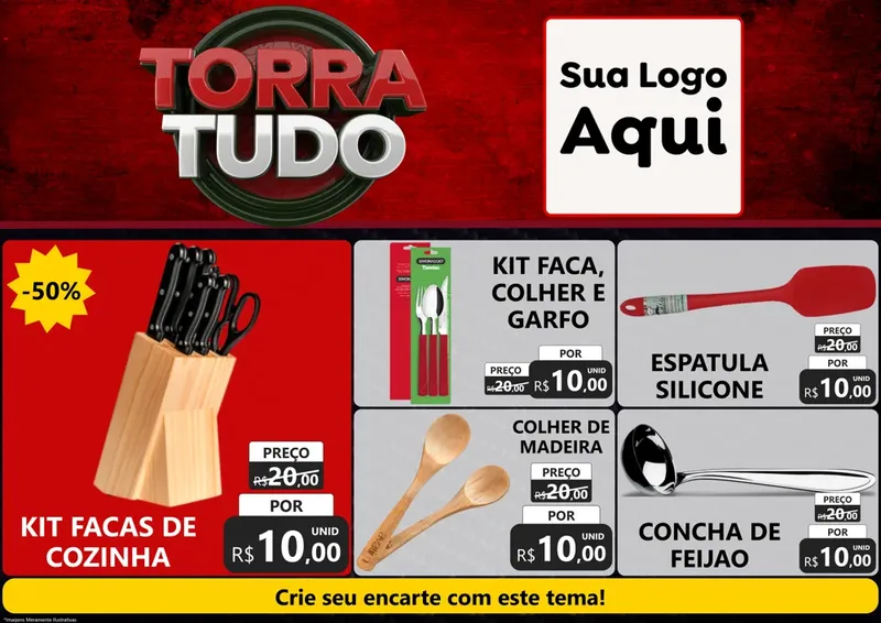 Modelo de Encarte para Encarte A4 Horizontal com o tema Torra Tudo para Utilidades Domésticas