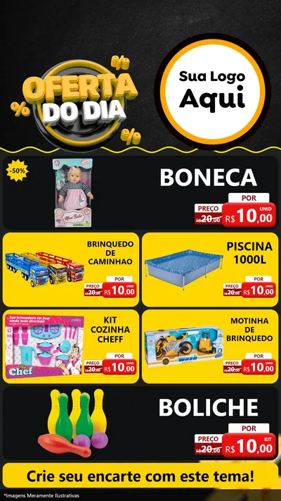 Modelo de TV para TV Vertical com o tema Oferta Do Dia para Brinquedos
