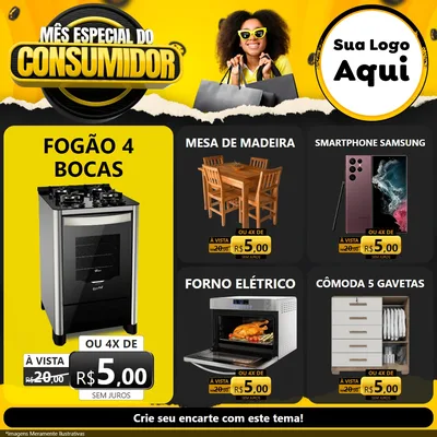 Modelo de Rede Social para Feed Facebook com o tema Mês Especial do Consumidor para Móveis e Eletro